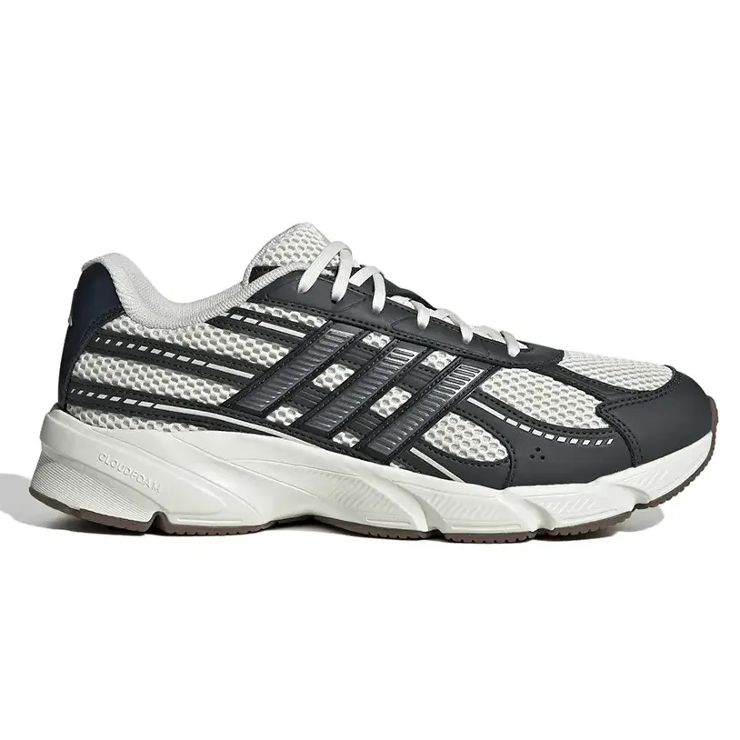 Tênis Adidas Technochaos 2000 Masculino em ângulo frontal mostrando detalhes em cinza e branco
